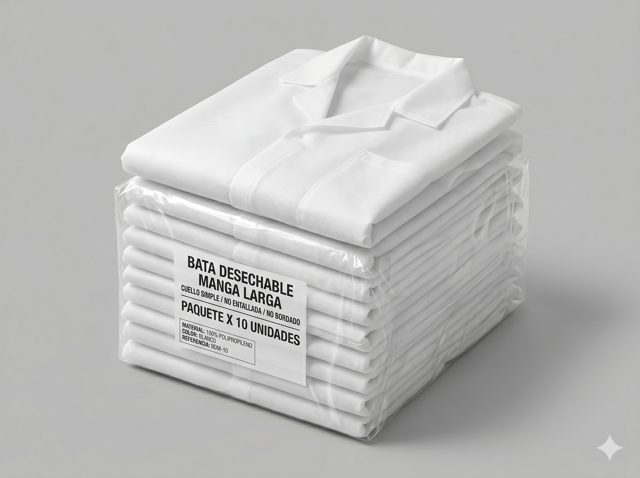 Bata Desechable Manga Larga x10